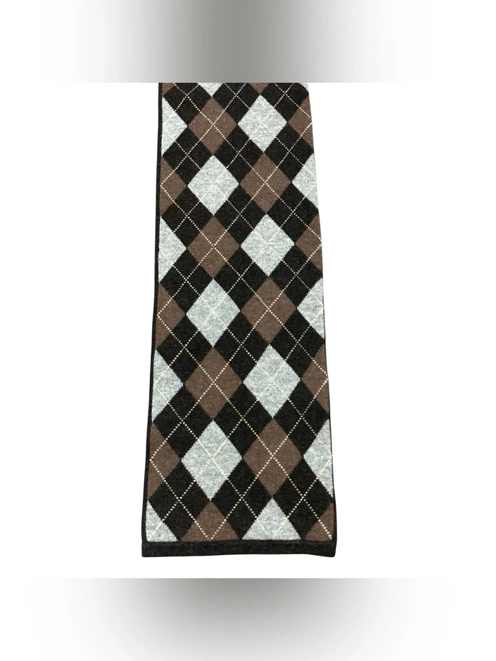 Brooks Brothers 100% Lambswool Reversible Argyle Stripe Scarf Brown Gray Men’s